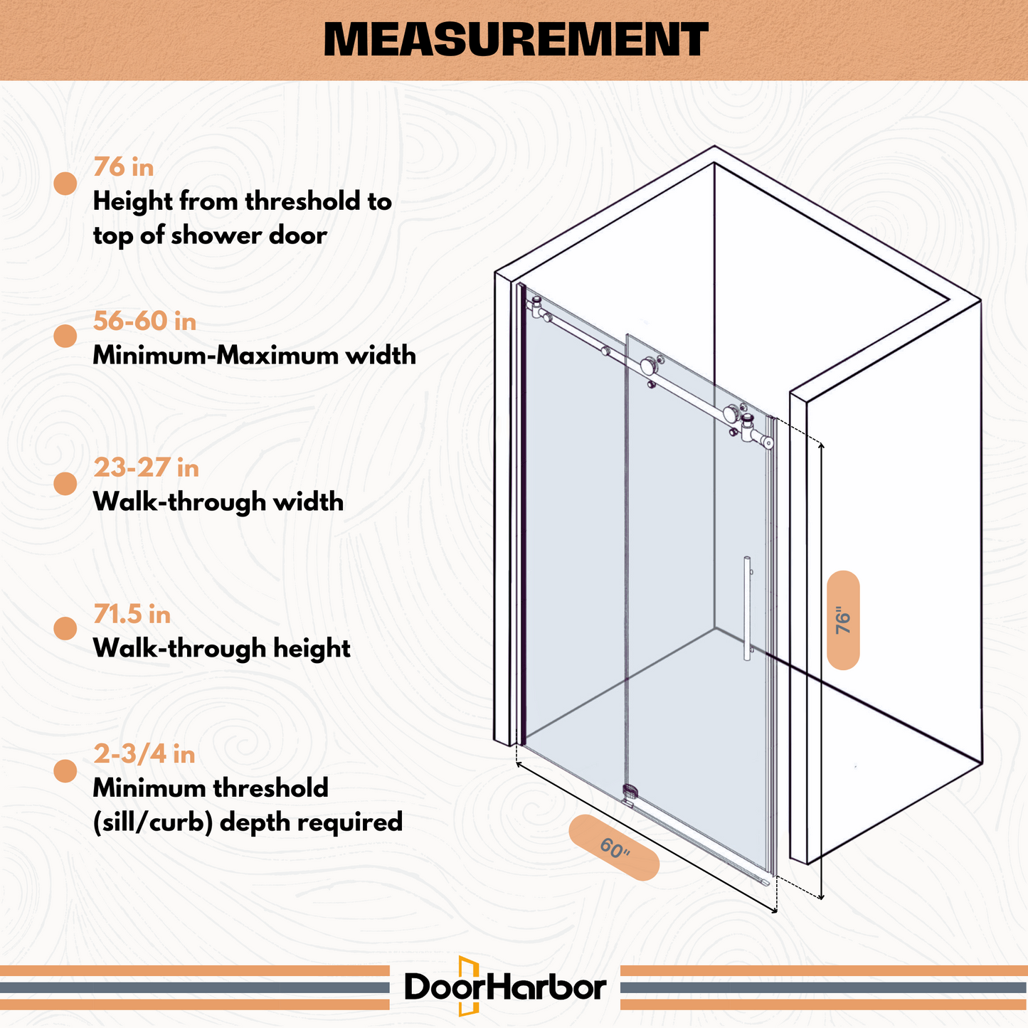 56 to 60 in. W x 76 in. H Sliding Frameless Shower Door in Brushed Nickel with Clear Glass