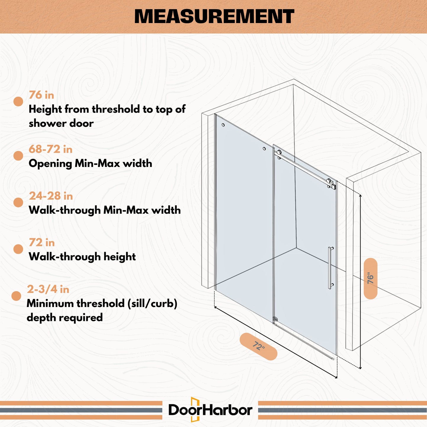 68 to 72 in. W x 76 in. H Sliding Frameless Shower Door in Matte Black with 3/8 Clear Glass