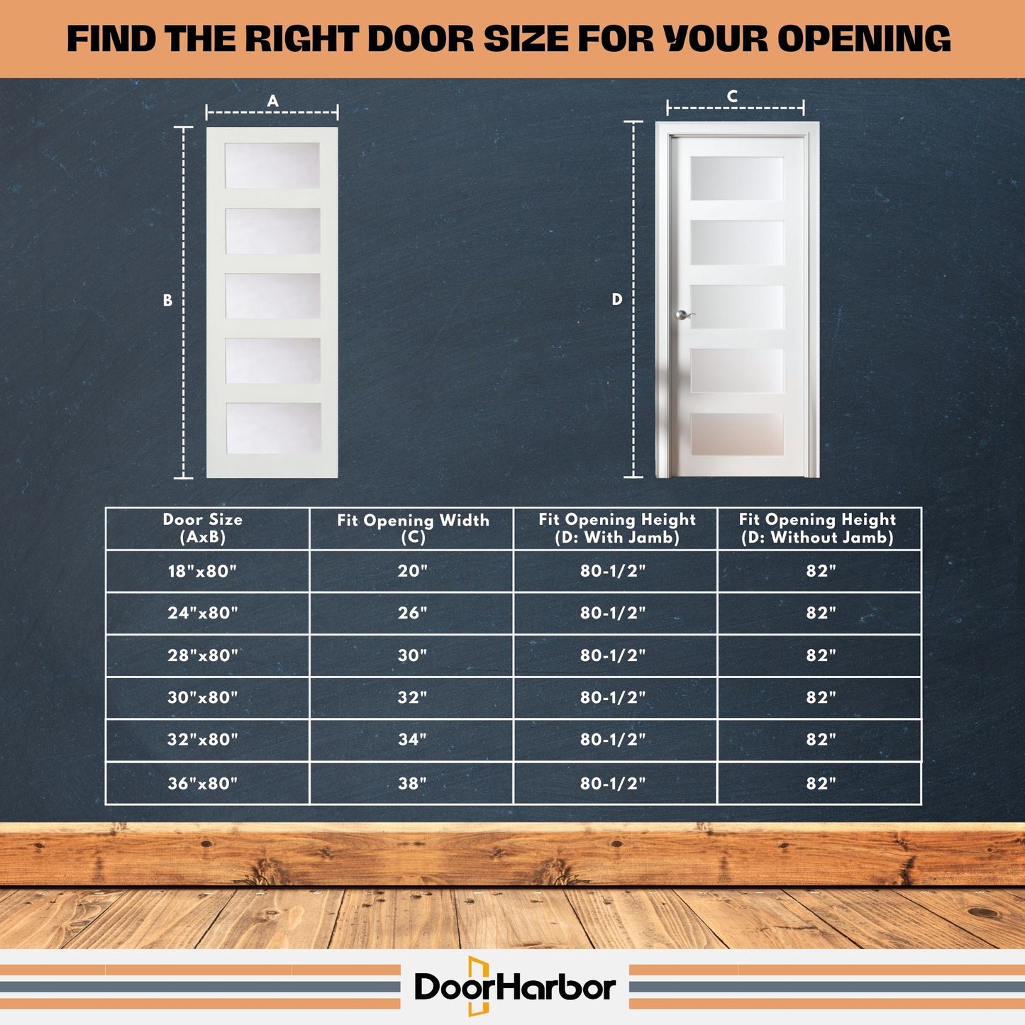 5-Lite Frosted Glass Interior Door - Solid Core Wood, White Primed, Door Slab Only