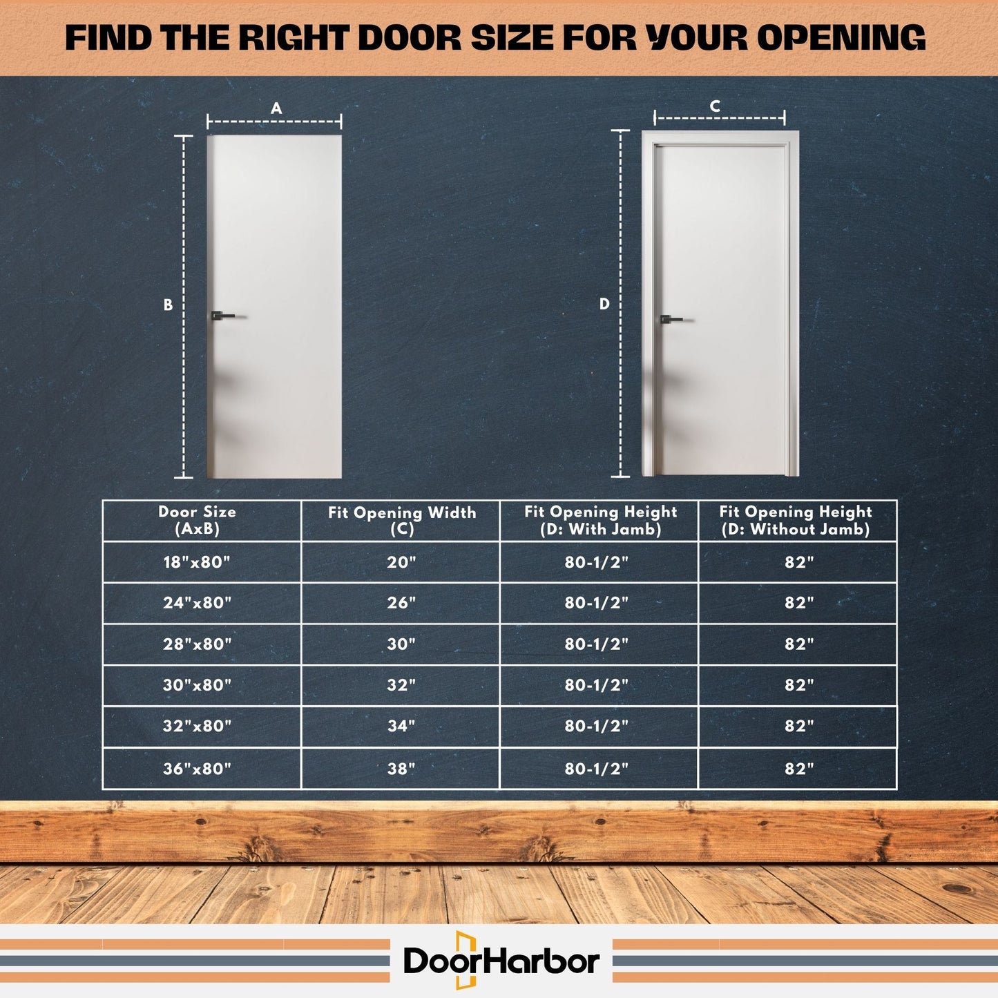 Plain Flush Interior Door - Solid Core Wood, White Primed, Door Slab Only