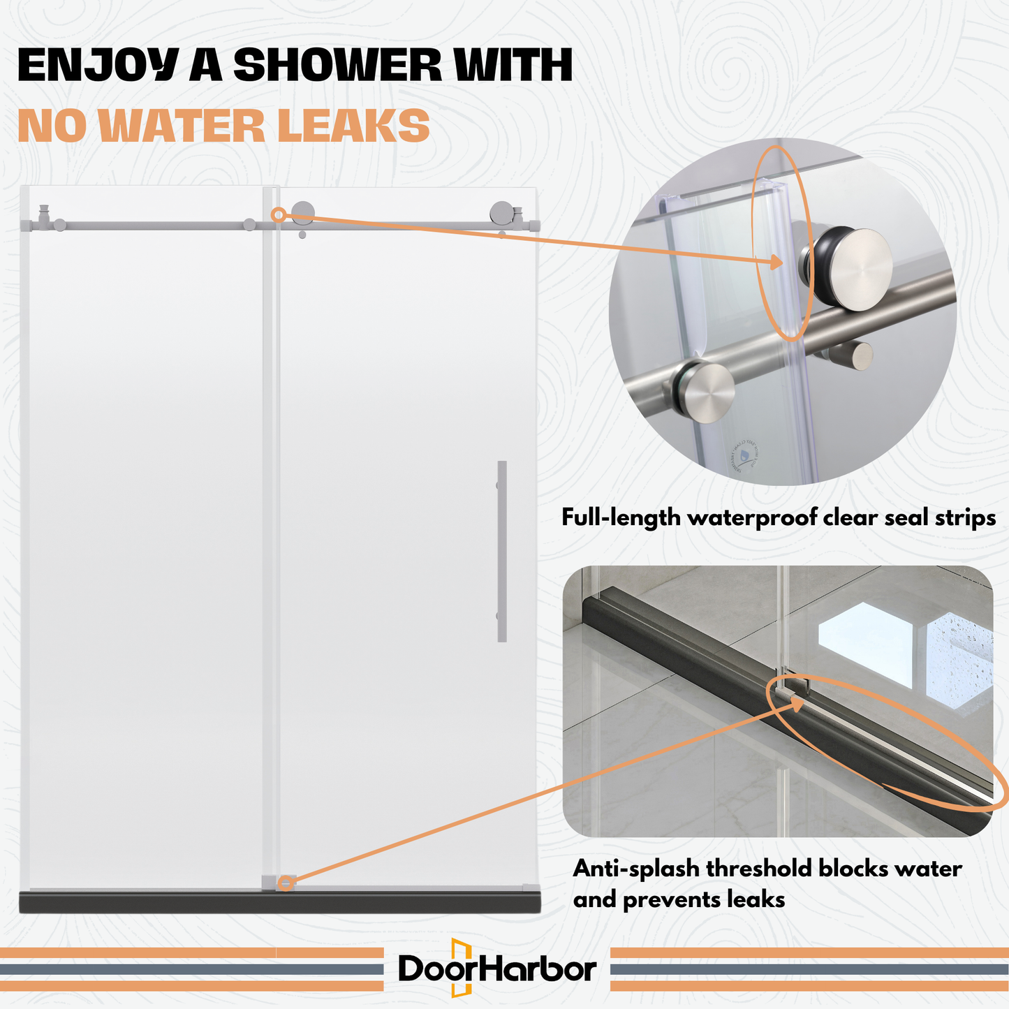 56 to 60 in. W x 76 in. H Sliding Frameless Shower Door in Brushed Nickel with Clear Glass